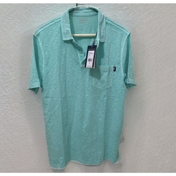 VINEYARD VINES Men's ISLAND Dyed Slub COTTON Pocket Polo CAICOS MED Aqua NWT - Picture 1 of 15
